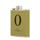 モノグラムスクリプト名パーソナライズされた金ゴールドと黒 フラスク (左)