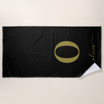 モノグラムスクリプト名パーソナライズされた黒と金ゴールド