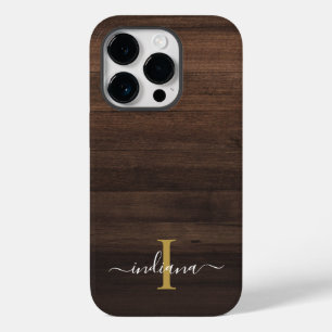 モノグラムスクリプト名素朴Printed Wood Case-Mate iPhone 14 Proケース