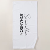 モノグラムスクリプト名 |ミニマモダンリストスタイリッシュ ビーチタオル (正面)