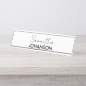 モノグラムスクリプト名 |ミニマモダンリストフェミニン デスクネームプレート (正面)