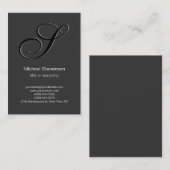 モノグラムスクリプト白黒グレー名刺 名刺 (正面/裏面)