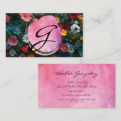 モノグラムスクリプト | 花カラフル類 名刺 (正面/裏面)