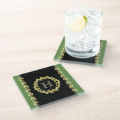 モノグラムスクロール&シャムロックガラスコースター ガラスコースター (アングル)