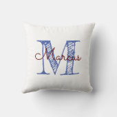 モノグラムスケッチフォントホワイト子供部屋 クッション (裏面)