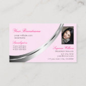 モノグラムスタイリッシュと写真とピンクのシルバーデコール 名刺 (裏面)