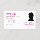 モノグラムスタイリッシュと写真を含むプレーンピンクの白 名刺 (裏面)