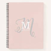 モノグラムスタイリッシュと名前の書道ピンク ノートブック (正面)