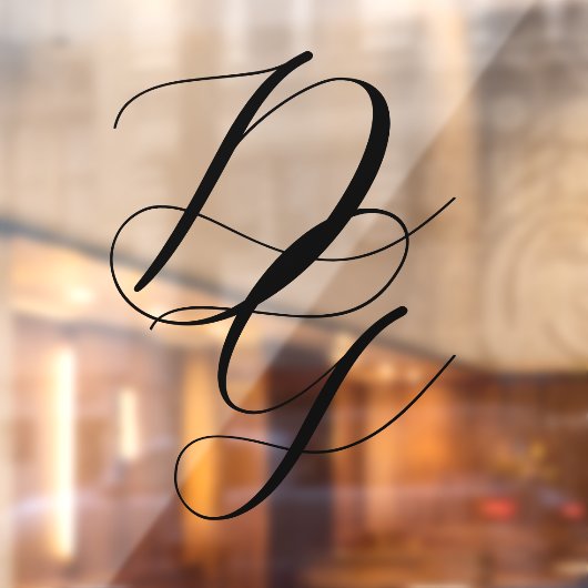 モノグラムスタイリッシュの重なり合う黒いスクリプ結婚ト ウィンドウサイン (シート2)