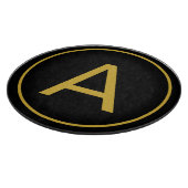 モノグラムスタイリッシュイニシャルレター金ゴールドカラーブラック カッティングボード (角)