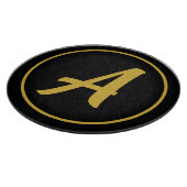 モノグラムスタイリッシュイニシャルレター金ゴールドカラーブラック カッティングボード (角)