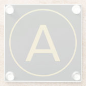 モノグラムスタイリッシュイニシャルレター金ゴールドカラーブラック ガラスコースター (裏面)