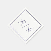 モノグラムスタイリッシュイニシャル文字ネイビーブルー結婚ズ スタンダードカクテルナプキン (角)