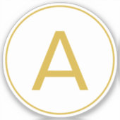 モノグラムスタイリッシュイニシャル文字金ゴールドカラーホワイト シール (正面)