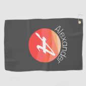 モノグラムスタイリッシュオレンジレターグレーのゴルフタオル ゴルフタオル (横)