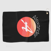 モノグラムスタイリッシュオレンジレターブラックゴルフタオル ゴルフタオル (横)