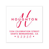 モノグラムスタイリッシュスクリプトファミリ名差出人住所 セルフインキングスタンプ (デザイン)