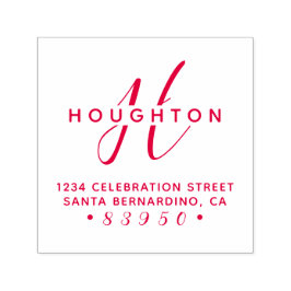 モノグラムスタイリッシュスクリプトファミリ名差出人住所 セルフインキングスタンプ