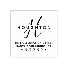 モノグラムスタイリッシュスクリプトファミリ名差出人住所 ラバースタンプ