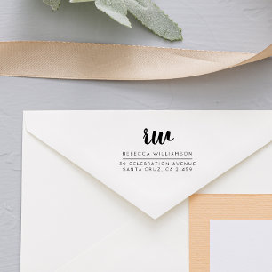 モノグラムスタイリッシュスクリプト名差出人住所 ラバースタンプ