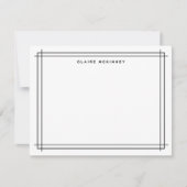 モノグラムスタイリッシュダブル縁ど白黒シック ノートカード (正面)