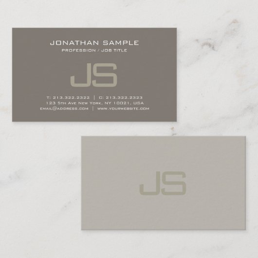 モノグラムスタイリッシュデザインモダンプロフェッショナルプレーン 名刺 (正面/裏面)