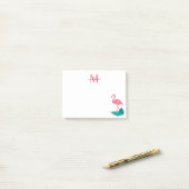 モノグラムスタイリッシュトロピカル葉ホットピンクフラミンゴ ポストイット (デスク上)