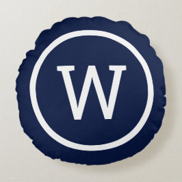 モノグラムスタイリッシュネ名門私立校風のイモダンビーブルー ラウンドクッション