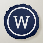 モノグラムスタイリッシュネ名門私立校風のイモダンビーブルー ラウンドクッション (裏面)