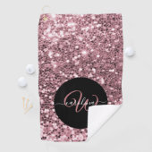 モノグラムスタイリッシュバラ金ゴールドグリッター名ブラック ゴルフタオル (インサイチュ)