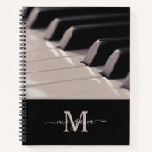 モノグラムスタイリッシュピアノ先生白黒 ノートブック (正面)