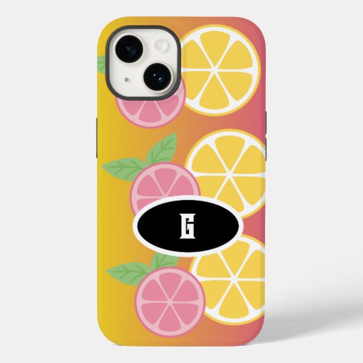 モノグラムスタイリッシュピンク&イエロー Case-Mate iPhoneケース (裏面)