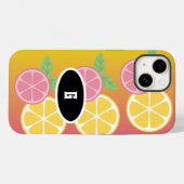 モノグラムスタイリッシュピンク&イエロー Case-Mate iPhoneケース (裏面 (横))