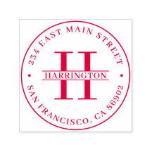 モノグラムスタイリッシュファミリー名ラウンド差出人住所