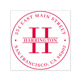 モノグラムスタイリッシュファミリー名ラウンド差出人住所 セルフインキングスタンプ