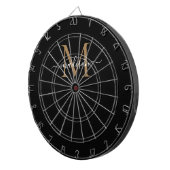 モノグラムスタイリッシュブラック金ゴールドエレガントスクリプガーリート ダーツボード (正面右)