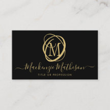 モノグラムスタイリッシュブラック金ゴールドスクリプト