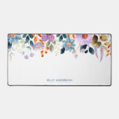 モノグラムスタイリッシュブルーパープルウォーター色フローラ デスクマット (正面)