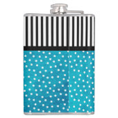 モノグラムスタイリッシュブルー水玉模様ブラックストライプ フラスク (裏面)