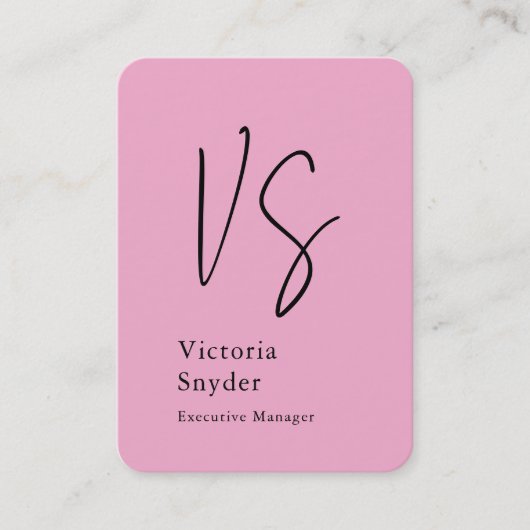 モノグラムスタイリッシュプロフェッショナルライトピンク 名刺 (正面)