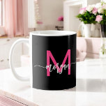 モノグラムスタイリッシュホッモダントピンクブラック コーヒーマグカップ<br><div class="desc">私たちのモノグラムスタイリッシュホットピモダンックコーヒーマグとスタイルで飲む！ホットピ鮮やかンクデザインを搭載しパーソナライズされた、シックでのtouchのために、お客様のモノグラムお洒落をモダンフォントに入れてカスタムいるマグカップ。朝のコーヒーや紅茶に最適で、ファッショナブルな美意識と日常の機能性を兼ね備えている。セラミック高品質製で、電子レンジと食洗機の両方が安全。このポップ・アートのトレンディー、コーヒーマグと同じ実用的なパーソナライズされたあなたのキッチンやオフィスに色の追加スタイリッシュ。</div>