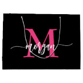 モノグラムスタイリッシュホッモダントピンクブラック ラージペーパーバッグ (裏面)