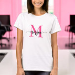 モノグラムスタイリッシュホッモダントピンク Tシャツ<br><div class="desc">私たちのモノグラムのホットピンクスタイリッシュのTシャモダンツであなたのワードローブを上昇！ホットピはっきりしたンクの色合いを特徴としパーソナライズされたて、シックでお洒落フォントのシックな見た目にあなたのモノグラムとモダンしてカスタムいる。柔らかい生地で高品質作られ、終日心地よいと耐久性を提供。このトレンディーカジュアルTシャツはアウトリングやレイヤーに最適で、スタイルと汎用性を兼ね備え、ワードローブの中でも際立ったアイテムとなっている。このファッシポップ・アートのャルなティーで、あなたの日常の服装に色とパーソナライズの追加。</div>