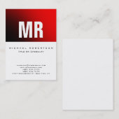 モノグラムスタイリッシュホワイトレッドビジネスカード 名刺 (正面/裏面)