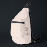 モノグラムスタイリッシュミニマモダンリスト スリングバッグ<br><div class="desc">赤面ピンクの背景のバッグスクリプトで、名前が横シンプル上にスタイリッシュ付いたスリングを作成する。自分にピッタリの大事な行事。</div>
