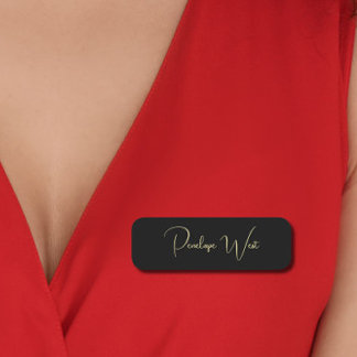 モノグラムスタイリッシュミニマルモダンリストブラックスクリプト 名札