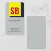 モノグラムスタイリッシュモダンイエローレッドグレー 名刺 (正面/裏面)