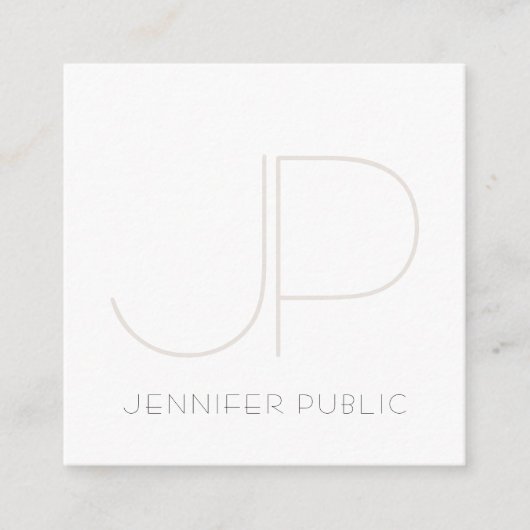 モノグラムスタイリッシュモダンデザインプロフェッショナルプレーン スクエア名刺 (正面)