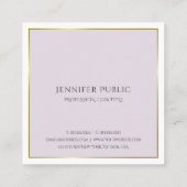 モノグラムスタイリッシュモダン金ゴールドパープルトレンディープレーン スクエア名刺 (裏面)