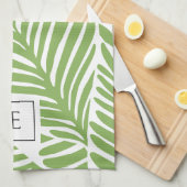 モノグラムスタイリッシュリーフパターン植物の愛好家 キッチンタオル (四つ折り)